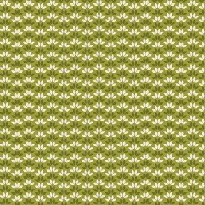 $ Small scale Folk Art Stylized Leave in Olive Green tones, for scandi geometric  apparel, wallpaper, home furnishings and soft accessories