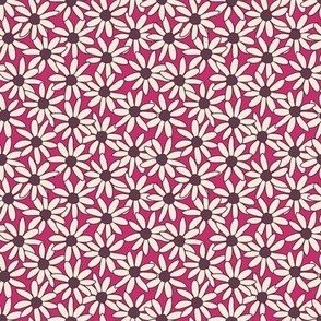 Small scale Daisy Garden Hot pink and purple daisies/sunflowers, great for apparel and home decor ,bold and modern floral pattern for dresses and apparel , adorable nursery sheets and bumper pads, bibs, burp cloths and more   