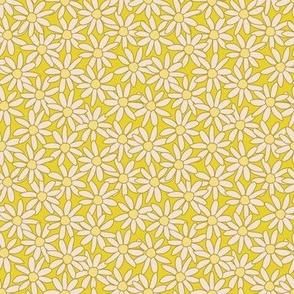 Small scale Daisy Garden hand drawn in lemon yellows: large scale for kids apparel and home decor items