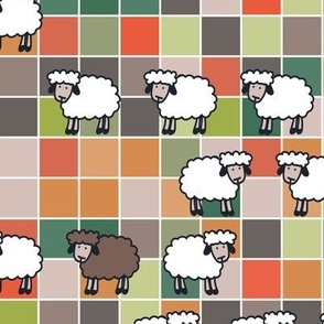 015 - Large scale Wooley Sheep in an autumn meadow - for wallpaper and soft furnishings