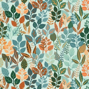 Tropical Jungle Leaves - Autumn I S size | on Mint green 