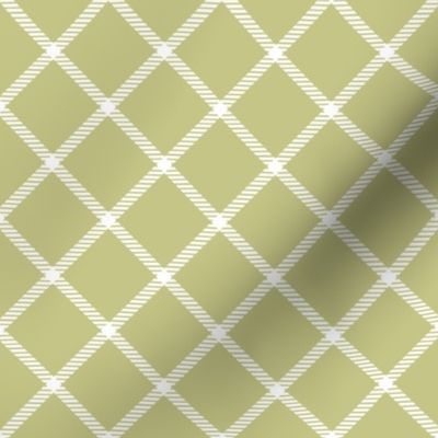 12 " Diagonal White on apple green pink grid-green  gingham, green pink white grid 