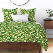 36’” Large Green Gustav Klimt Cottage garden - daisy flower meadow- daisies fabric - spring flowers fabric 