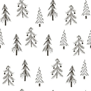 12" Christmas Tree Farm Black And White 2