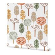 12" Colorful Sketched Fall Trees Forest 