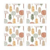 12" Colorful Sketched Fall Trees Forest 