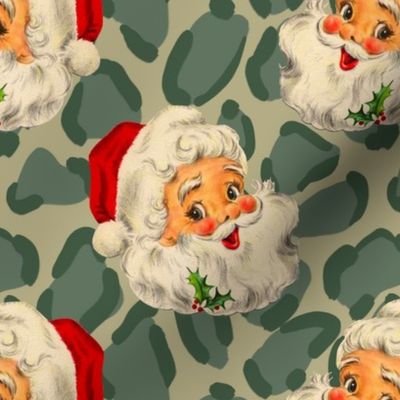Christmas Vintage Santa Claus leopard print background