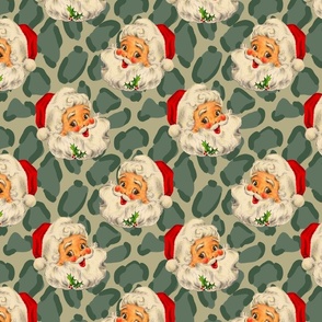 Christmas Vintage Santa Claus leopard print background