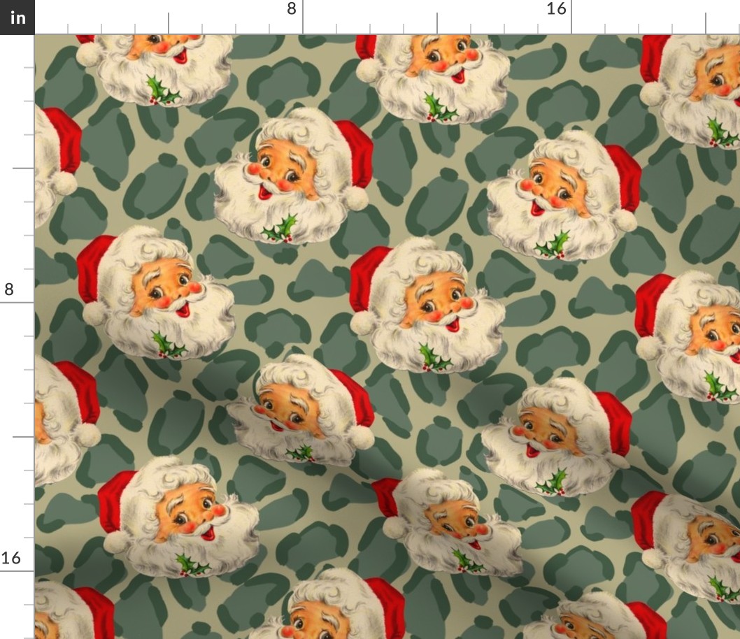 Christmas Vintage Santa Claus leopard print background
