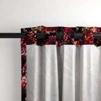 Dramatic Glamour  Dark Fall Flowers real colorful flower fabric- autumn fabric on dramatic black