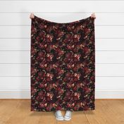 Dark Fall Flowers real colorful flower fabric- autumn fabric on black