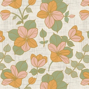 vintage retro flowers florals light background