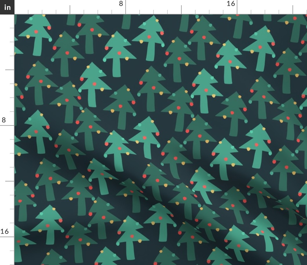 Christmas trees on dark background