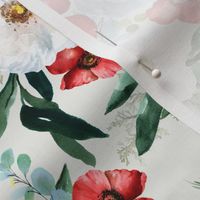 Winter Poppies and Roses Watercolor Florals