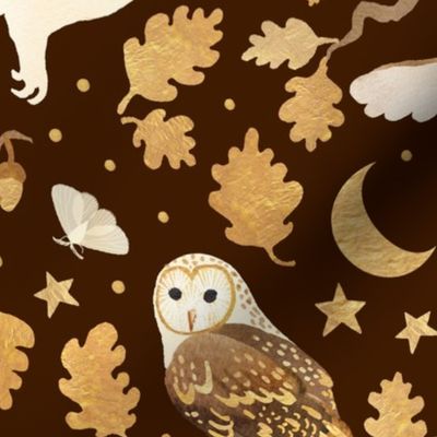 Oaken owls on cocoa brown