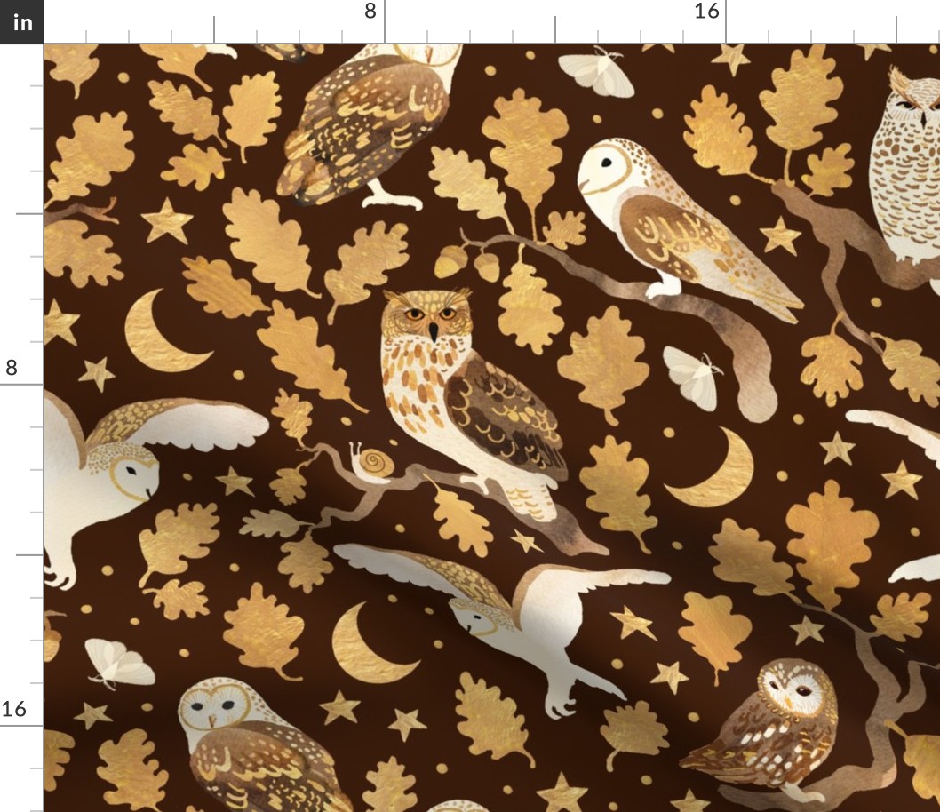Oaken owls on cocoa brown