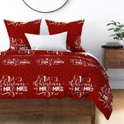 18x18 Pillow Sham Front Fat Quarter Size Makes 18" Square Cushion Cover First Christmas as Mr.  and Mrs. in Red