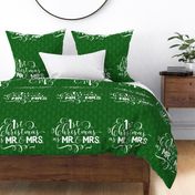 18x18 Pillow Sham Front Fat Quarter Size Makes 18" Square Cushion Cover First Christmas as Mr.  and Mrs. in Green