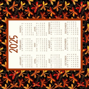 2024 Calendar Fat Quarter Tea Towel Wall Hanging Amber Dragonflies