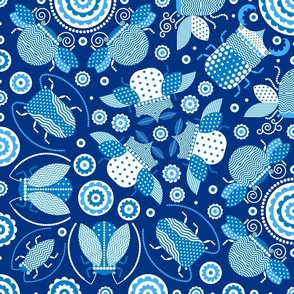 Bugs pattern violet blue