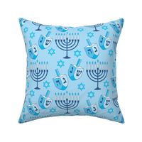 extra-large hannukah designs on blue