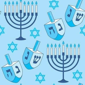 extra-large hannukah designs on blue