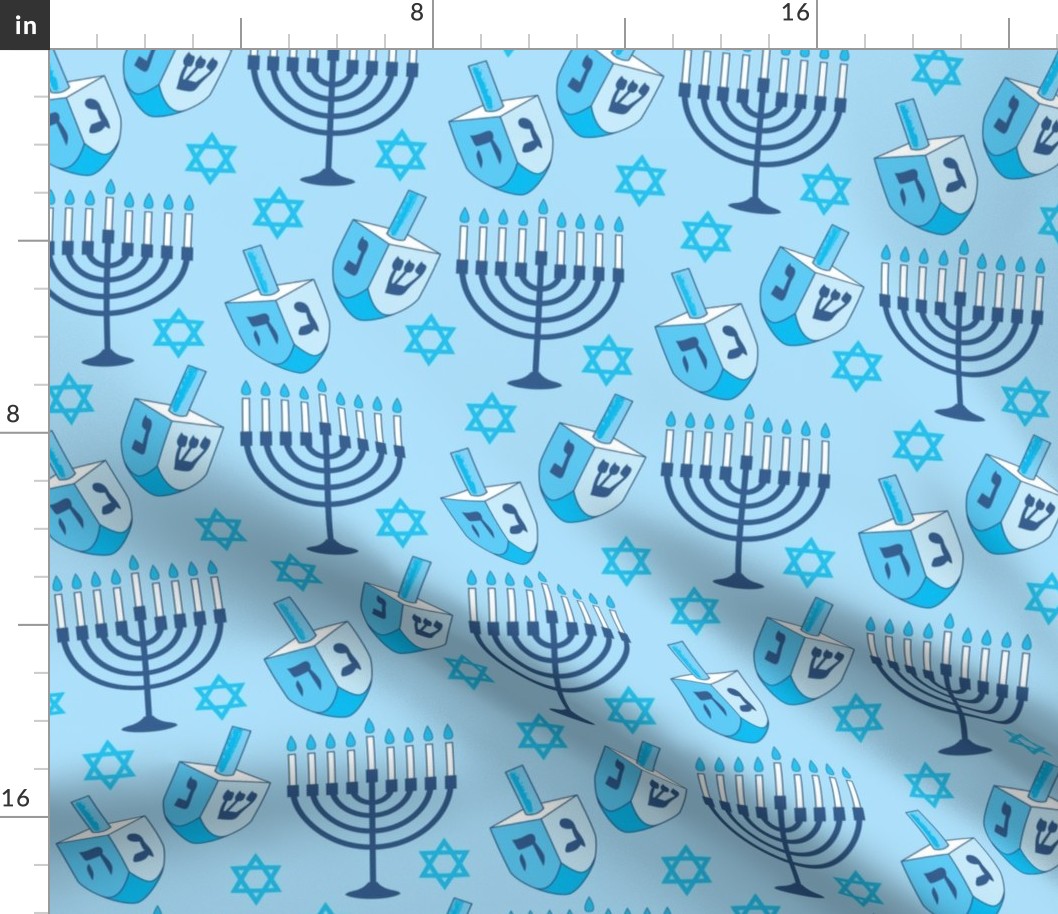 extra-large hannukah designs on blue