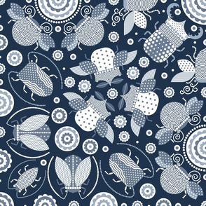 Bugs pattern dark blue grey