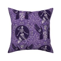 Phantasmagoria - Mermaid skeleton, hands, eyes, snake, scary plants and moths - small - lavender, purple