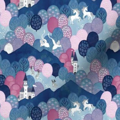 Enchanted forest repeat blue extra small