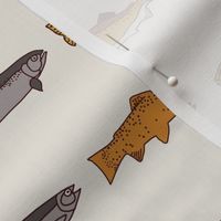LARGE salmon fabric - Alaska fabric, holiday