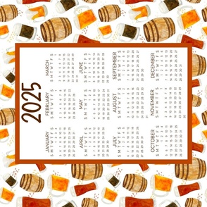 2025 Calendar Fat Quarter Wall Hanging Tea Towel Craft Beer Brewery Enthusiast