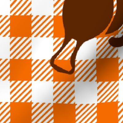 Fat Quarter Panel for Tea Towel or Wall Art Hanging Get Your Fat Pants Ready Funny Thanksgiving Pumpkin Orange Buffalo Plaid Checker