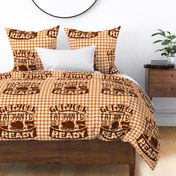 18x18 Pillow Sham Front Fat Quarter Size Makes 18" Square Cushion Cover Get Your Fat Pants Ready Funny Thanksgiving Pumpkin Orange Buffalo Plaid Checker 