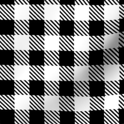 Bigger Scale 1" Square Black and White Buffalo Plaid Checker Gingham Spoonflower Petal Solids Coordinate