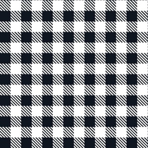 Bigger Scale 1" Square Graphite and White Buffalo Plaid Checker Gingham Spoonflower Petal Solids Coordinate Dark Grey Almost Black