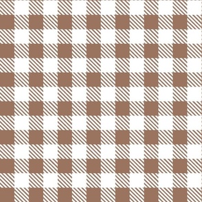 Bigger Scale 1" Square Mocha and White Buffalo Plaid Checker Gingham Spoonflower Petal Solids Coordinate Light Brown Coffee