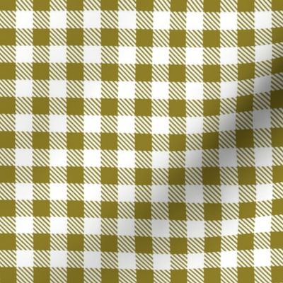 Smaller Scale 1" Square Moss and White Buffalo Plaid Checker Gingham Spoonflower Petal Solids Coordinate Earth Tone Green 