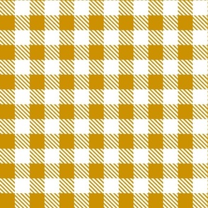 Bigger Scale 1" Square Mustard and White Buffalo Plaid Checker Gingham Spoonflower Petal Solids Coordinate Yellow Gold