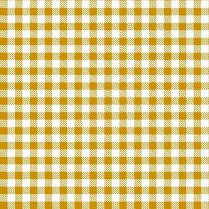 Smaller Scale 1/2" Square Mustard and White Buffalo Plaid Checker Gingham Spoonflower Petal Solids Coordinate Yellow Gold