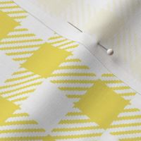 Bigger Scale 1" Square Buttercup and White Buffalo Plaid Checker Gingham Spoonflower Petal Solids Coordinate Bright Lemon Yellow