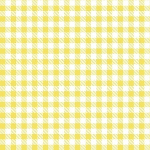 Smaller Scale 1/2" Square Buttercup and White Buffalo Plaid Checker Gingham Spoonflower Petal Solids Coordinate Bright Lemon Yellow