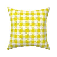 Bigger Scale 1" Square Lemon Lime and White Buffalo Plaid Checker Gingham Spoonflower Petal Solids Coordinate Bright Nearly Neon Yellow