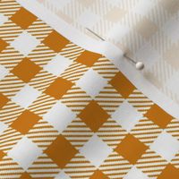 Smaller Scale 1/2" Square Desert Sun and White Buffalo Plaid Checker Gingham Spoonflower Petal Solids Coordinate Burnt Orange Brown