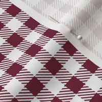 Smaller Scale 1/2" Square Wine and White Buffalo Plaid Checker Gingham Spoonflower Petal Solids Coordinate Dark Plum Purple