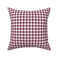 Smaller Scale 1/2" Square Wine and White Buffalo Plaid Checker Gingham Spoonflower Petal Solids Coordinate Dark Plum Purple