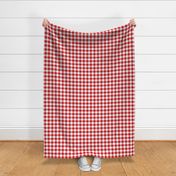 Bigger Scale 1" Square Poppy Red and White Buffalo Plaid Checker Gingham Spoonflower Petal Solids Coordinate Bright Cherry Fire Engine Red