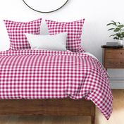 Bigger Scale 1" Square Bubble Gum and White Buffalo Plaid Checker Gingham Spoonflower Petal Solids Coordinate Fuchsia Hot Pink