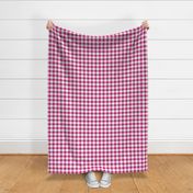 Bigger Scale 1" Square Bubble Gum and White Buffalo Plaid Checker Gingham Spoonflower Petal Solids Coordinate Fuchsia Hot Pink