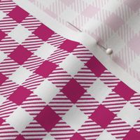 Smaller Scale 1/2" Square Bubble Gum and White Buffalo Plaid Checker Gingham Spoonflower Petal Solids Coordinate Fuchsia Hot Pink